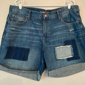 Old Navy Boyfriend Distressed, Patchwork Jean Denim Shorts
